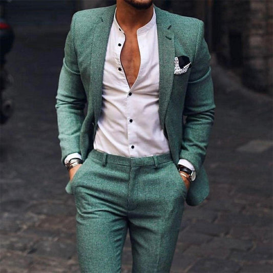 Custom Made Groom Tuxedos Green Groomsmen Custom Made Best Man Suit Wedding Men Suits Bridegroom (Jacket+Pants)