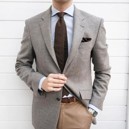 Custom Made Men Suits Grey Suits Blazer Jacket Tailor Made Male Tuxedos Costume 2 Pieces