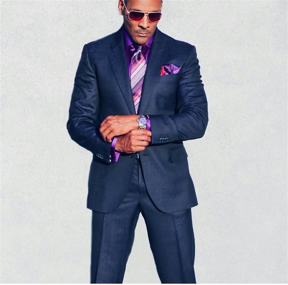 Custom Made Navy men Suits 2 Pieces Groom Best Man Pants Suit Business Wedding Blazer Coat (Jacket+Pants)