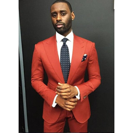 Custom Made Orange Summer Men Suits For Summer Tuxedos 2Pieces(Jacket+Pants+Tie) Casual Wedding Men Suit