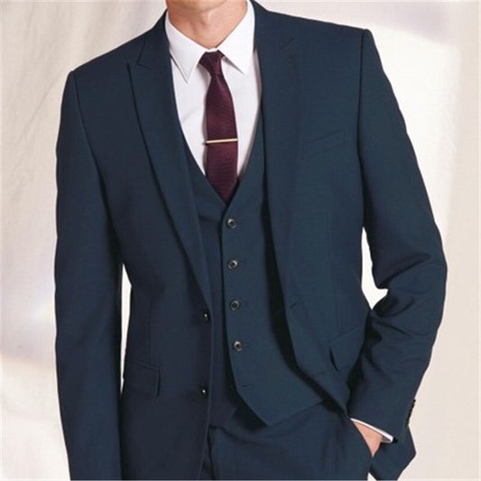 Ensemble 3 pièces de smoking pour homme (veste, pantalon, gilet, cravate), blazer, pantalon, coupe slim, tenue de soirée élégante 