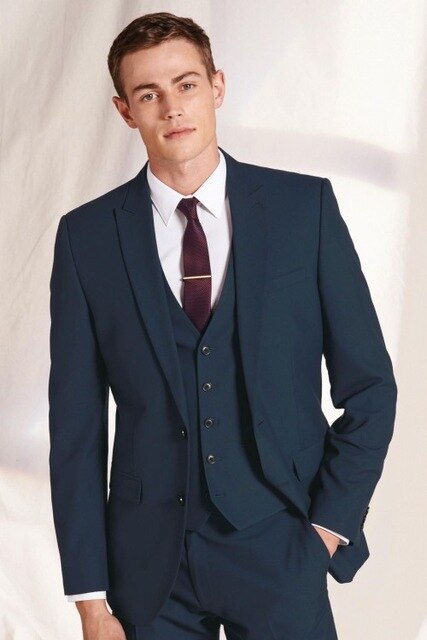 Custom Men Tuxedo Clothes 3Pcs(Jacket+Pants+Vest+Tie) Formal Slim Fit Blazer Trousers Gentle Terno Party Wear Outfit