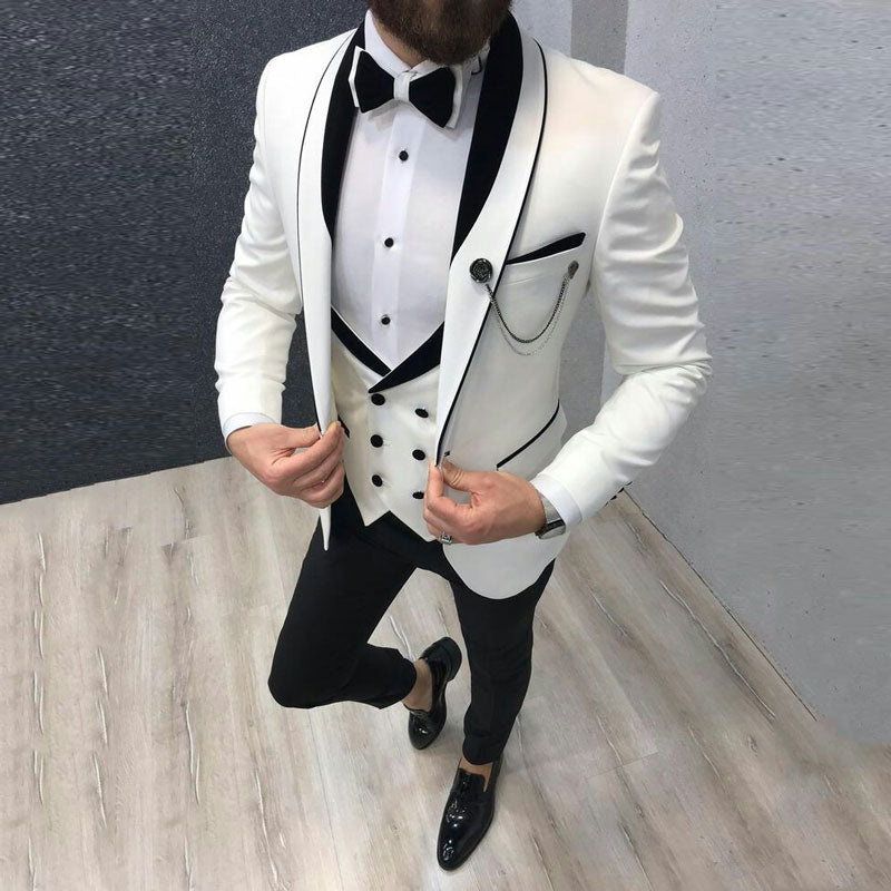 Custom Navy Blue Slim Fit Wedding Costume Suit for Men Groom Suits Tuxedos 3 Pieces Groomsmen Party Suits Wedding Tuxedo