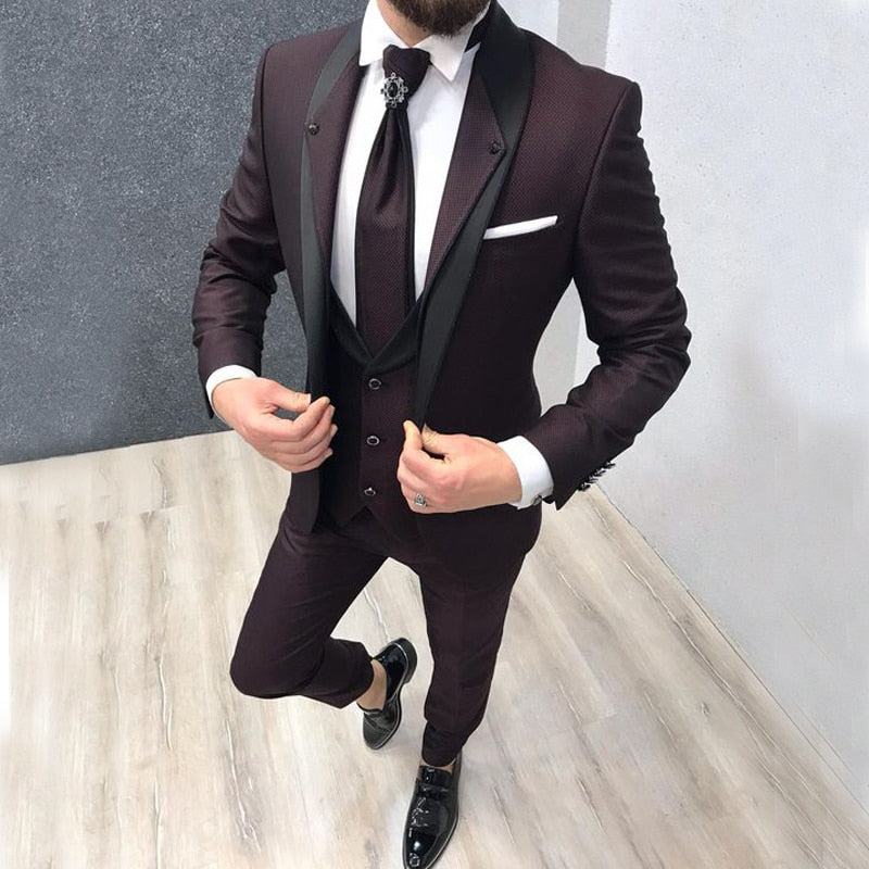 Custom Navy Blue Slim Fit Wedding Costume Suit for Men Groom Suits Tuxedos 3 Pieces Groomsmen Party Suits Wedding Tuxedo