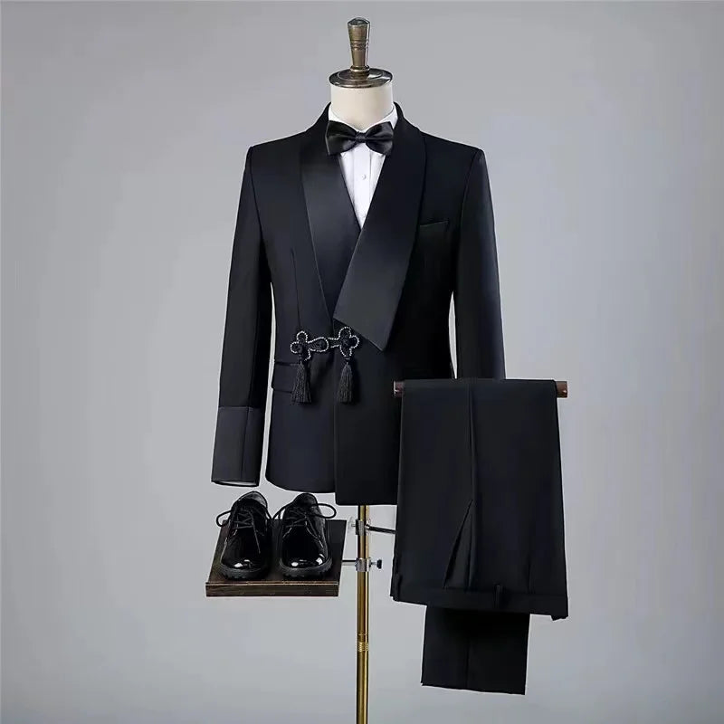 Costumes de bal noirs rétro personnalisés pour hommes, pour mariage, soirée, smoking, danse, blazers amples et confortables