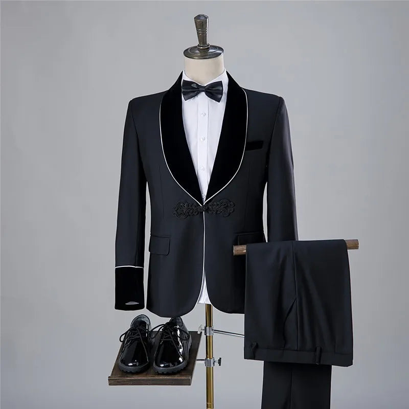 Costumes de bal noirs rétro personnalisés pour hommes, pour mariage, soirée, smoking, danse, blazers amples et confortables