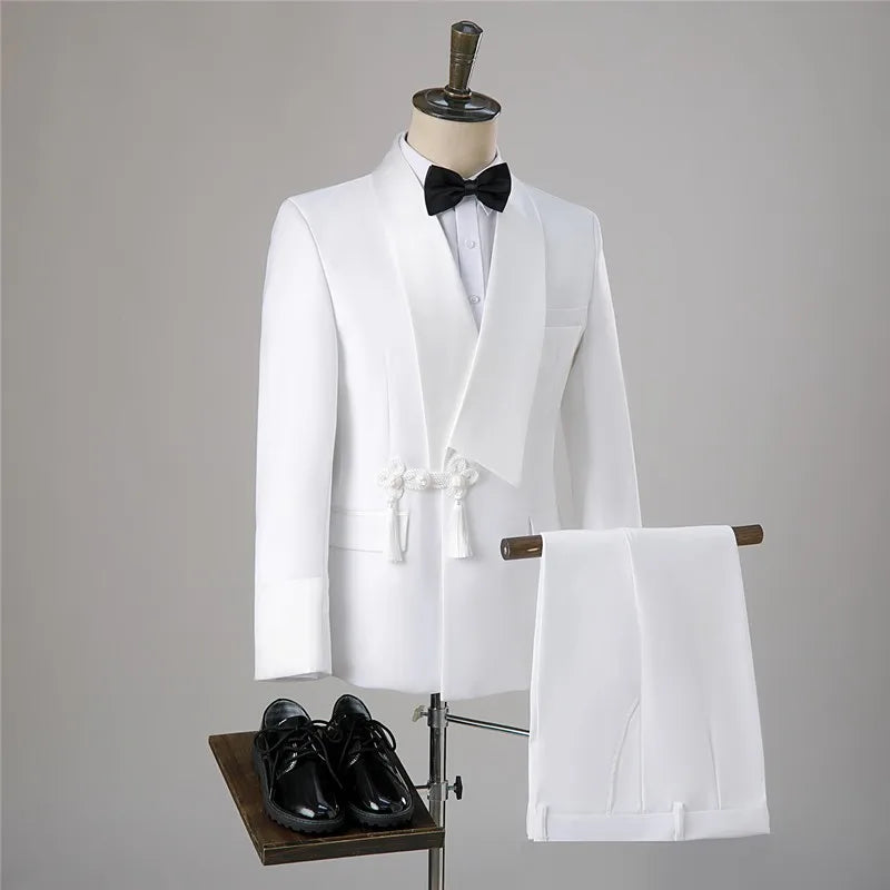 Trajes de fiesta negros con diseño de rana retro personalizados para hombre, para bodas, novios formales, fiestas, esmoquin de moda, bailes, blazers holgados y cómodos.