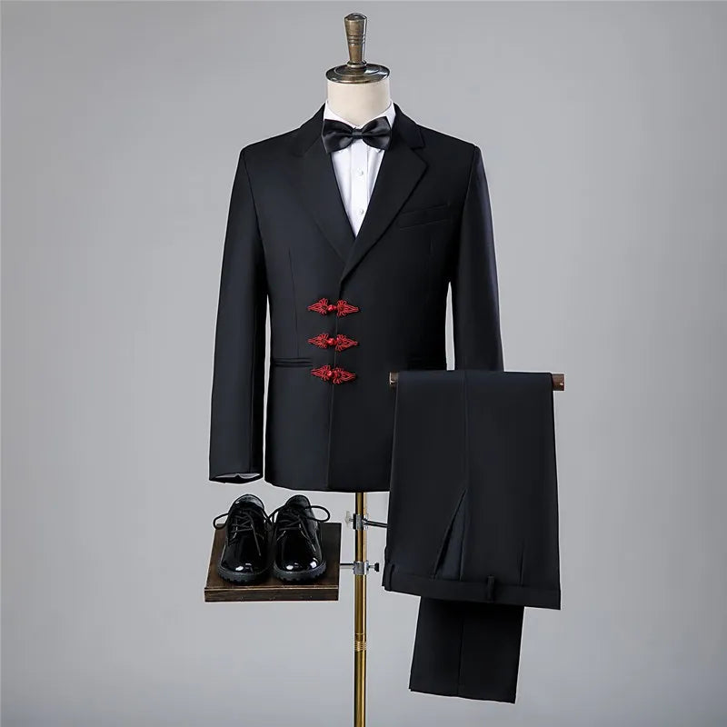 Costumes de bal noirs rétro personnalisés pour hommes, pour mariage, soirée, smoking, danse, blazers amples et confortables