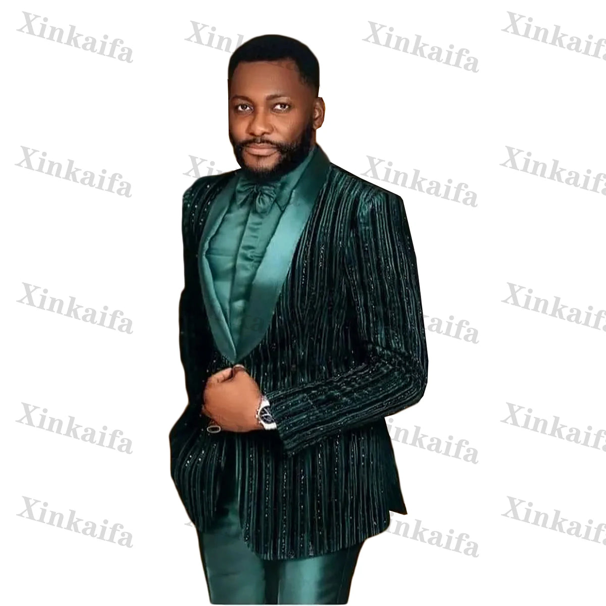 Customized Fashion Dark Green Wedding Men Suits New Shine Casual Tailor-Made Groom 2-Pieces Formal Occasions Singer Party