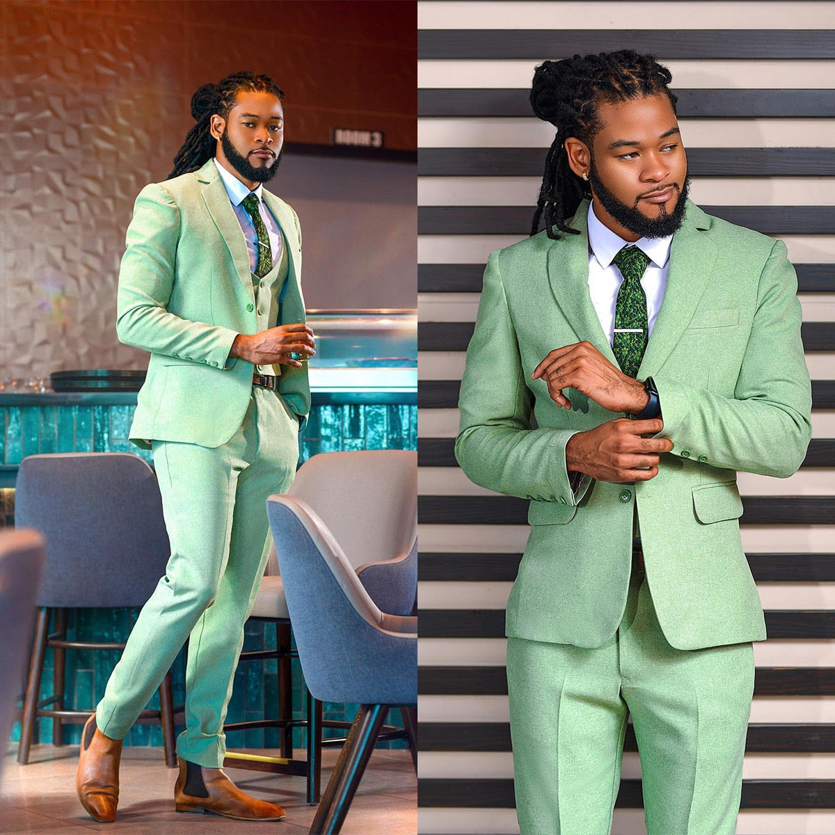 Costume de mariage vert personnalisé pour homme, coupe ajustée, sur mesure, 3 pièces, manteau, pantalon, gilet, occasions formelles, chanteur, fête 