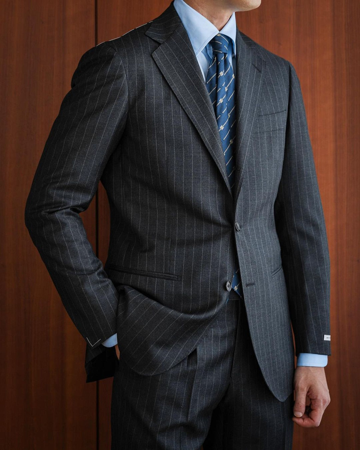 Costume homme d'affaires personnalisé, coupe ajustée, rayures, sur mesure, 2 pièces, manteau, pantalon, occasions formelles, chanteur, fête 