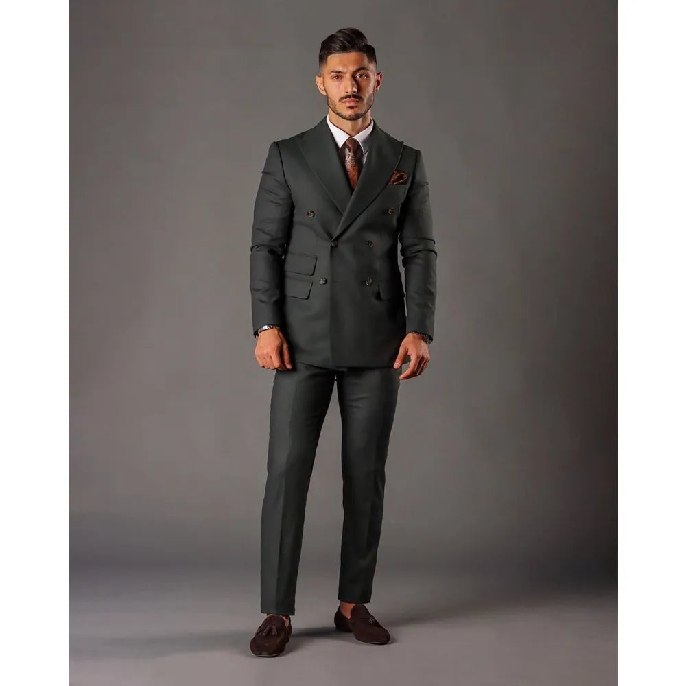 Ensemble veste gris foncé, costume de mariage pour homme, croisé, 2 pièces, slim, personnalisé, grande taille, smoking, robe de marié