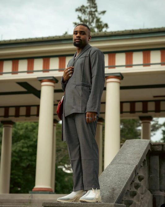 Dark Gray Tailor-Made 2 Pieces Blazer Pant With Belt Wedding Business Blazer Suits Pants Tailored Wedding Business