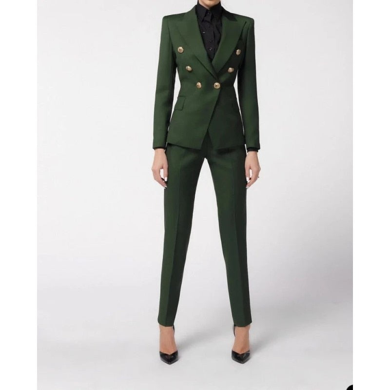 Dark Green Office Lady Women Suits Slim Fit Blazer Leisure Evening Party Custom Made Jacket Outfit Wedding Daily Wear 2 Pieces