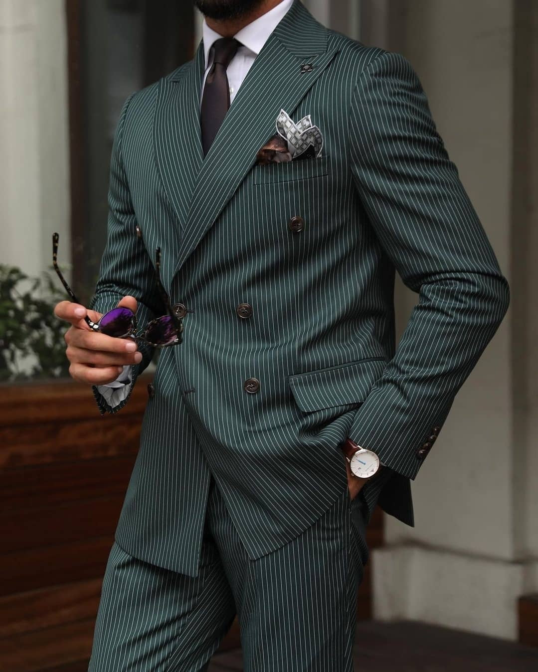 Esmoquin de rayas verde oscuro para hombre, traje de novio cruzado, traje de boda, pantalón, chaqueta, chaqueta y pantalón para fiesta de graduación y negocios. 