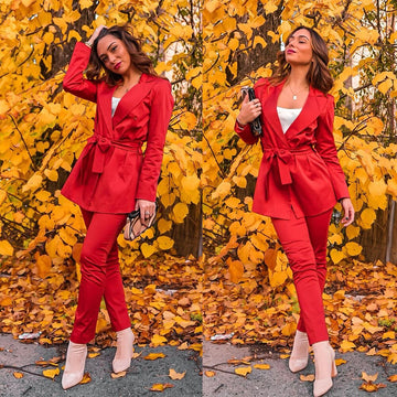 Dark Red Ladies Suits For Wedding Slim Fit Women Pants Set Evening Party Tuxedos Street Wear 2 Pieces