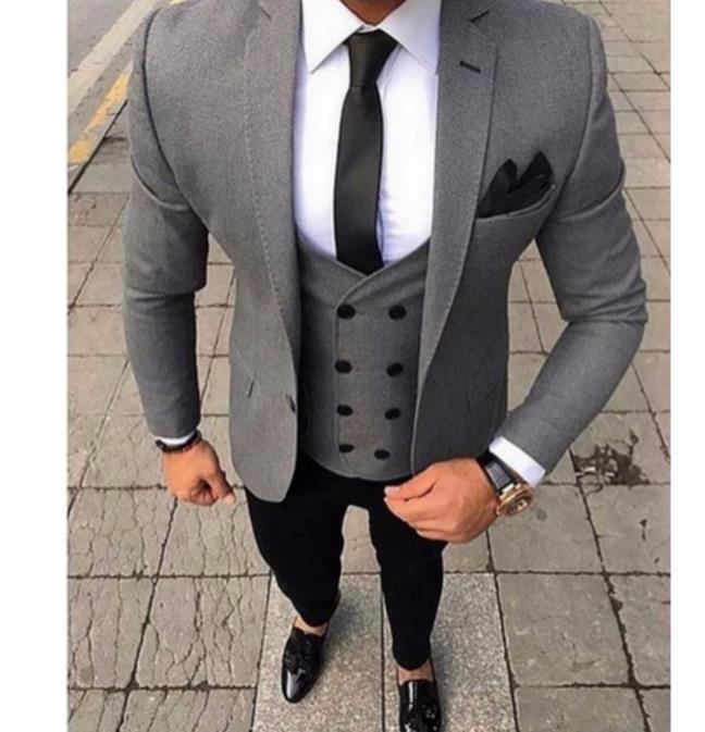 Costumes pour hommes, coupe slim, 3 pièces (veste, pantalon, gilet), style smoking, Terno 