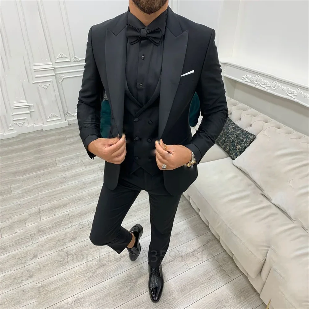 Design Men's Suits 3 Pieces Slim Fit Suit Formal Business Groom Wear Costume Wedding Tuxedos Blazer Vest Pants Homme