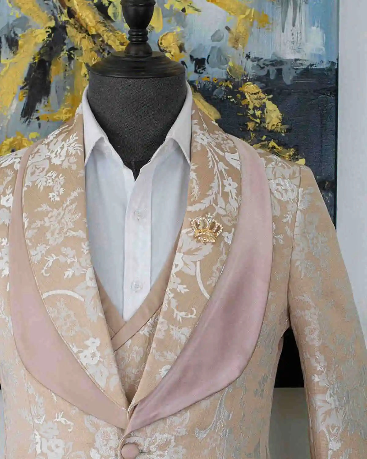 Esmoquin personalizado para hombre, apliques, solapa chal, para novio, cena, fiesta, boda, blazer, 3 piezas