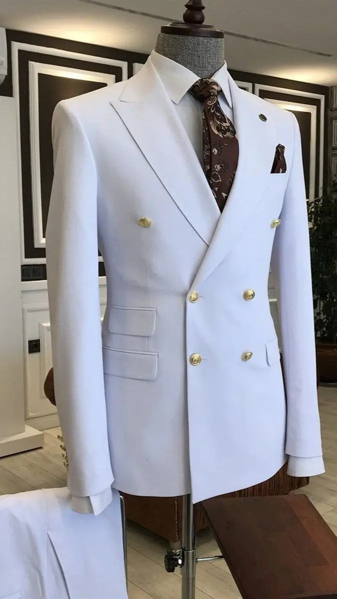 Costume de créateur rouge, rose et blanc pour homme, à revers pointus, croisé, sur mesure, pour mariage, marié, bal de promo