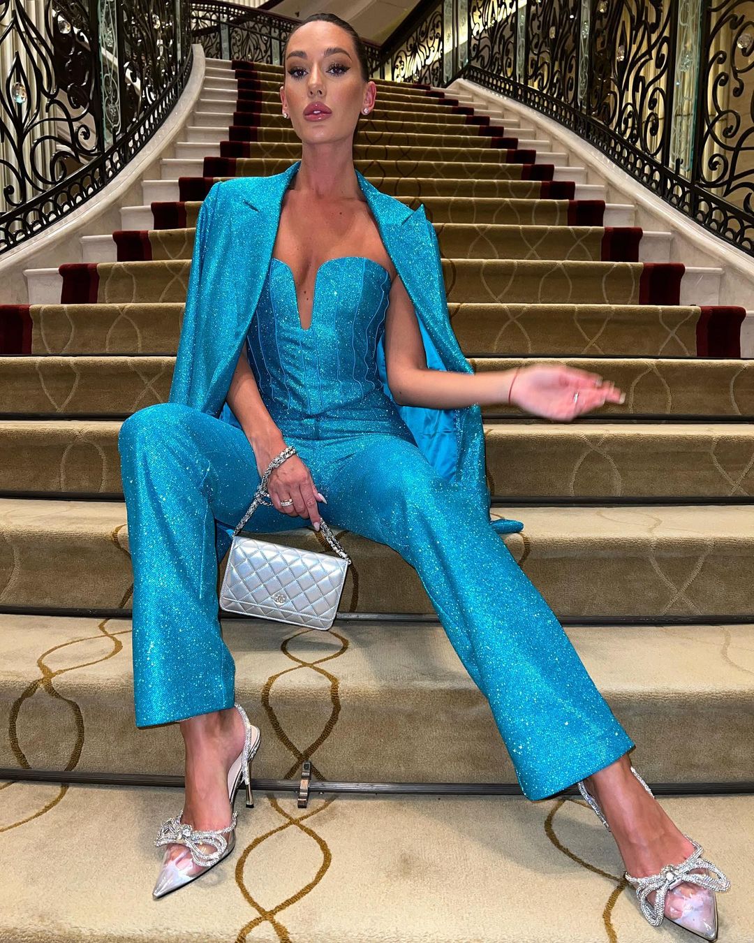 Ensemble de costume de créateur pour femme, pantalon à paillettes scintillantes, blazer sur mesure, veste de bal de fin d'année pour mariage, 3 pièces 