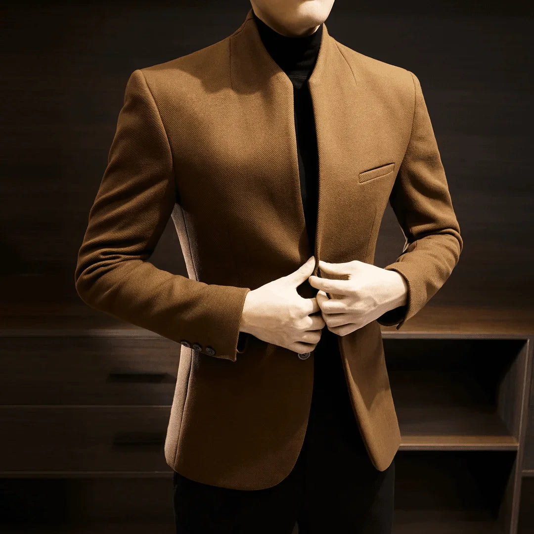 Blazer de negocios cruzado para hombre, estilo coreano informal, sencillo, elegante, holgado, para hombre 