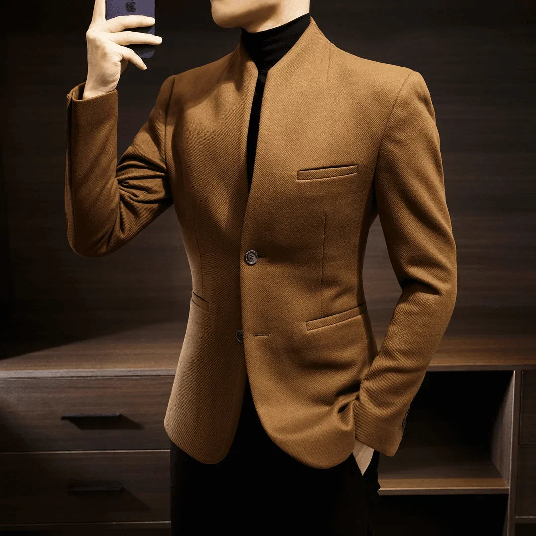 Blazer de negocios cruzado para hombre, estilo coreano informal, sencillo, elegante, holgado, para hombre 