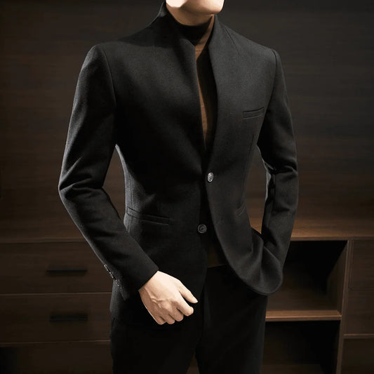 Double Breasted Male Business Blazer Casual Korean Style Clothes Coat Simple Fashion Elegant Loose Men's Suit Dress Jackets