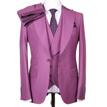 Man Purple Italian Blazer Set 3 Pieces Men Wedding Dress Groom Slim Fit Business Formal