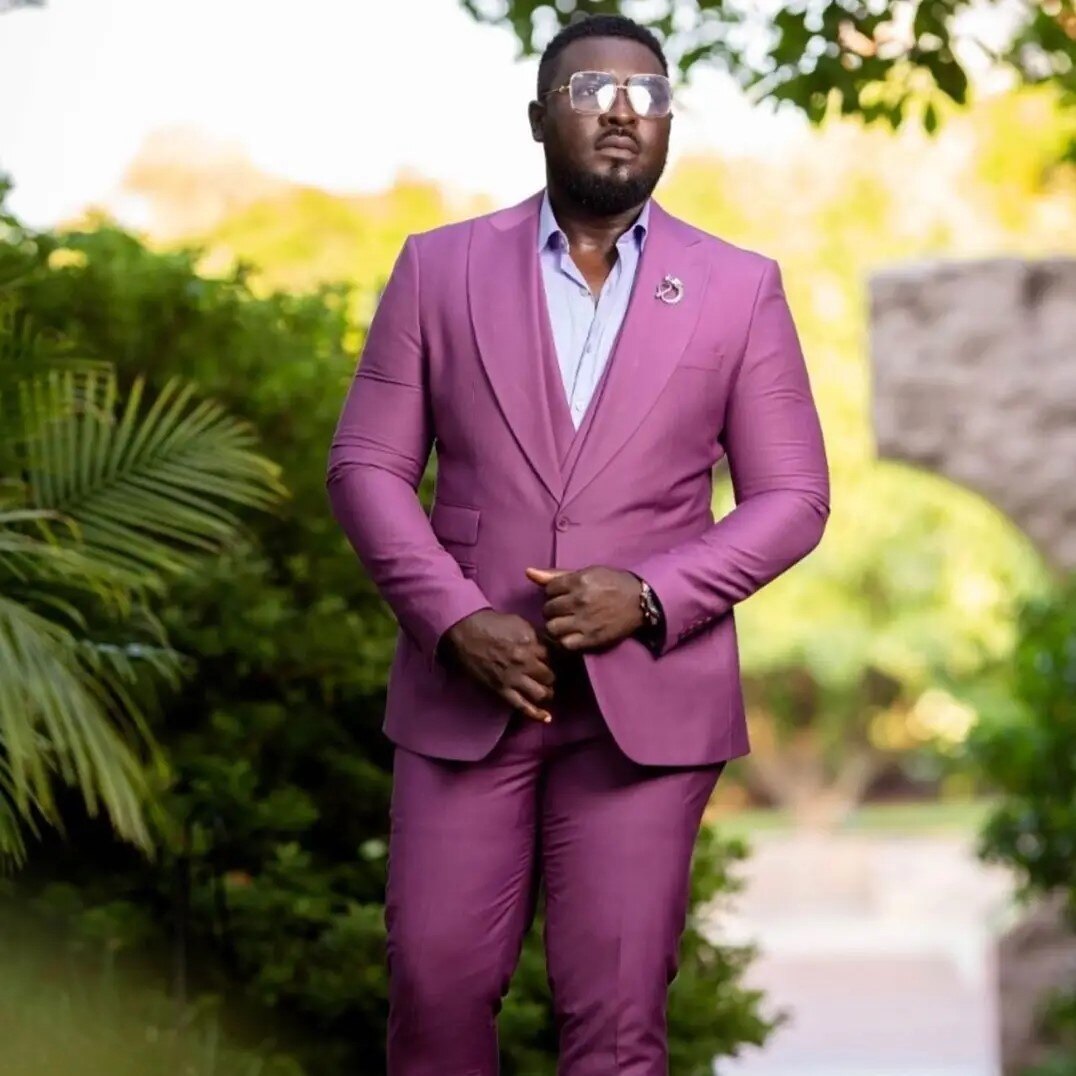 Conjunto de 3 piezas de blazer italiano morado para hombre, vestido de boda para hombre, corte entallado, formal para negocios 