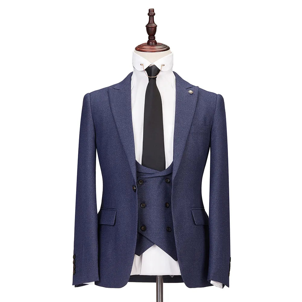Costume homme haut de gamme taille UE automne 3 pièces simple boutonnage ensemble Slim Fit décontracté affaires hommes costumes mariage fête smoking