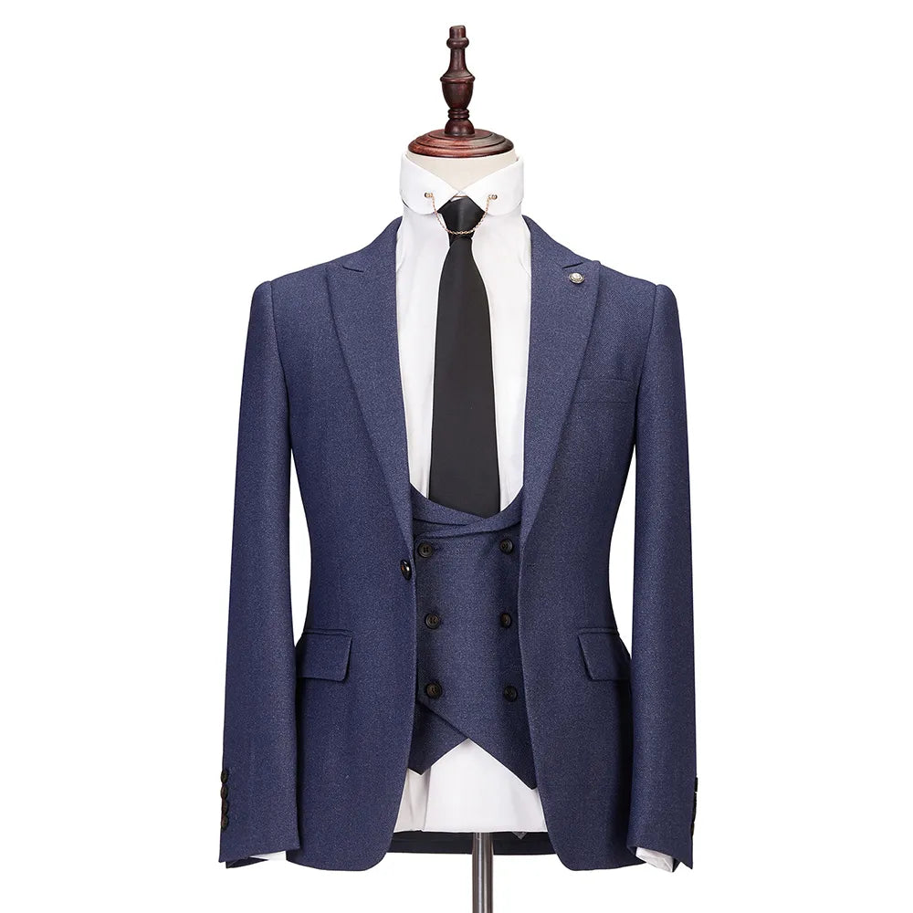 Costume homme haut de gamme taille UE automne 3 pièces simple boutonnage ensemble Slim Fit décontracté affaires hommes costumes mariage fête smoking
