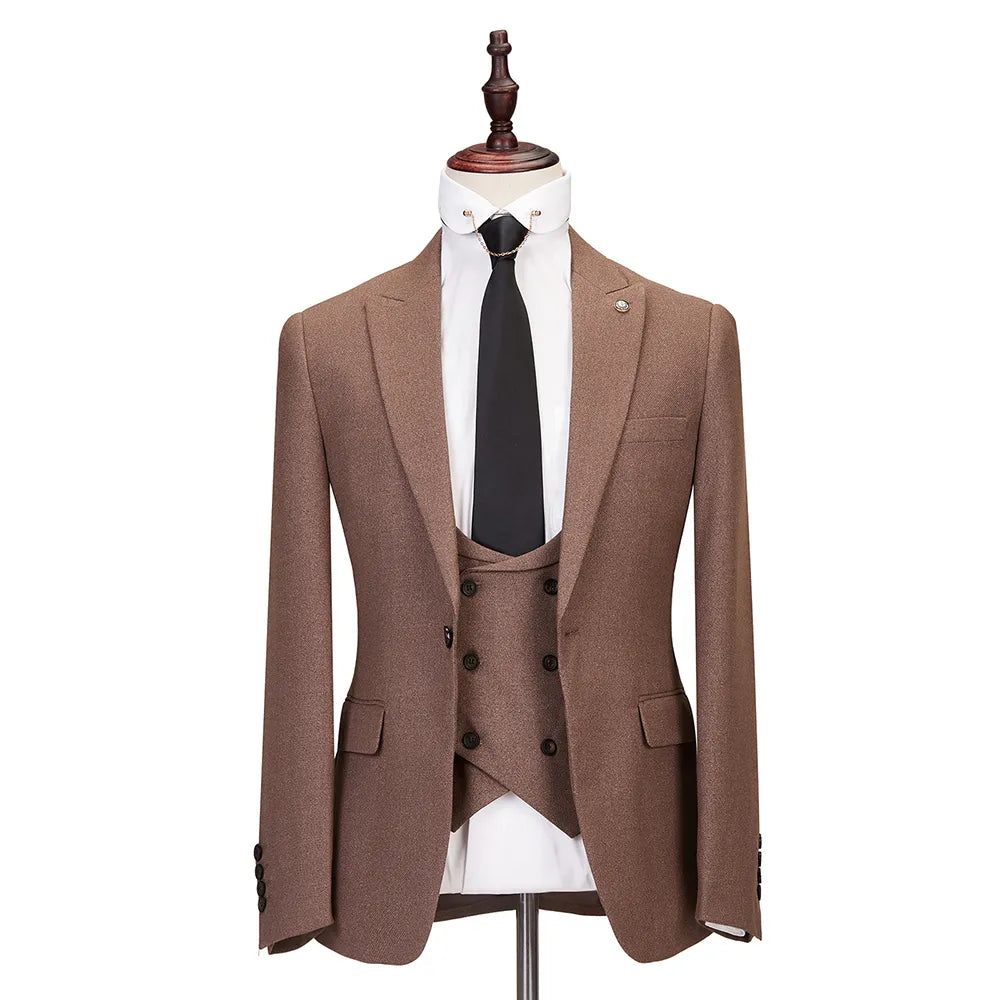 Costume homme haut de gamme taille UE automne 3 pièces simple boutonnage ensemble Slim Fit décontracté affaires hommes costumes mariage fête smoking