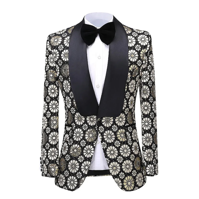 Traje de hombre con estampado jacquard, esmoquin de boda entallado, trajes de fiesta para novios hechos a medida. 