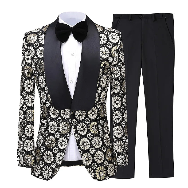 Costume homme imprimé jacquard coupe slim smoking de mariage sur mesure costumes de fête de marié de mariage pour hommes 