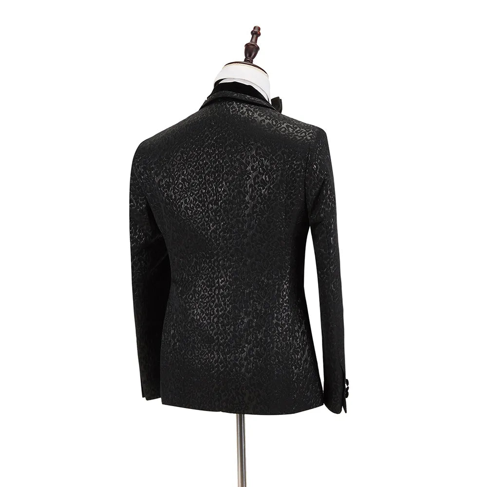 Traje de hombre, conjunto de 2 piezas, solapa de terciopelo, traje jacquard, vestido de boda, graduación, novio, esmoquin 