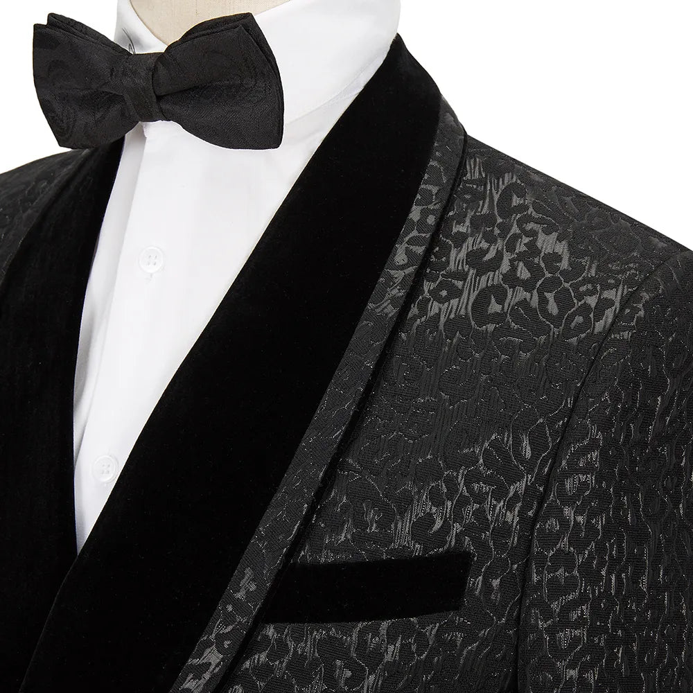 Traje de hombre, conjunto de 2 piezas, solapa de terciopelo, traje jacquard, vestido de boda, graduación, novio, esmoquin 