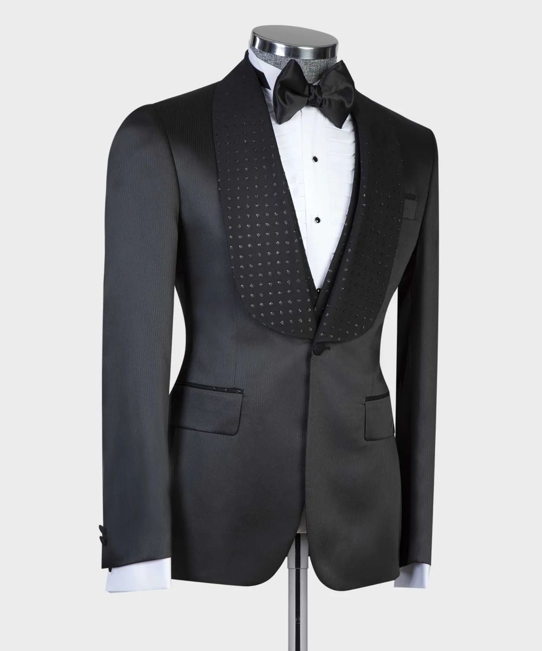 Black Men Suits With One Button 3 Pieces Jacket Vest Custom Made Bridegroom Wedding Formal Occasiom