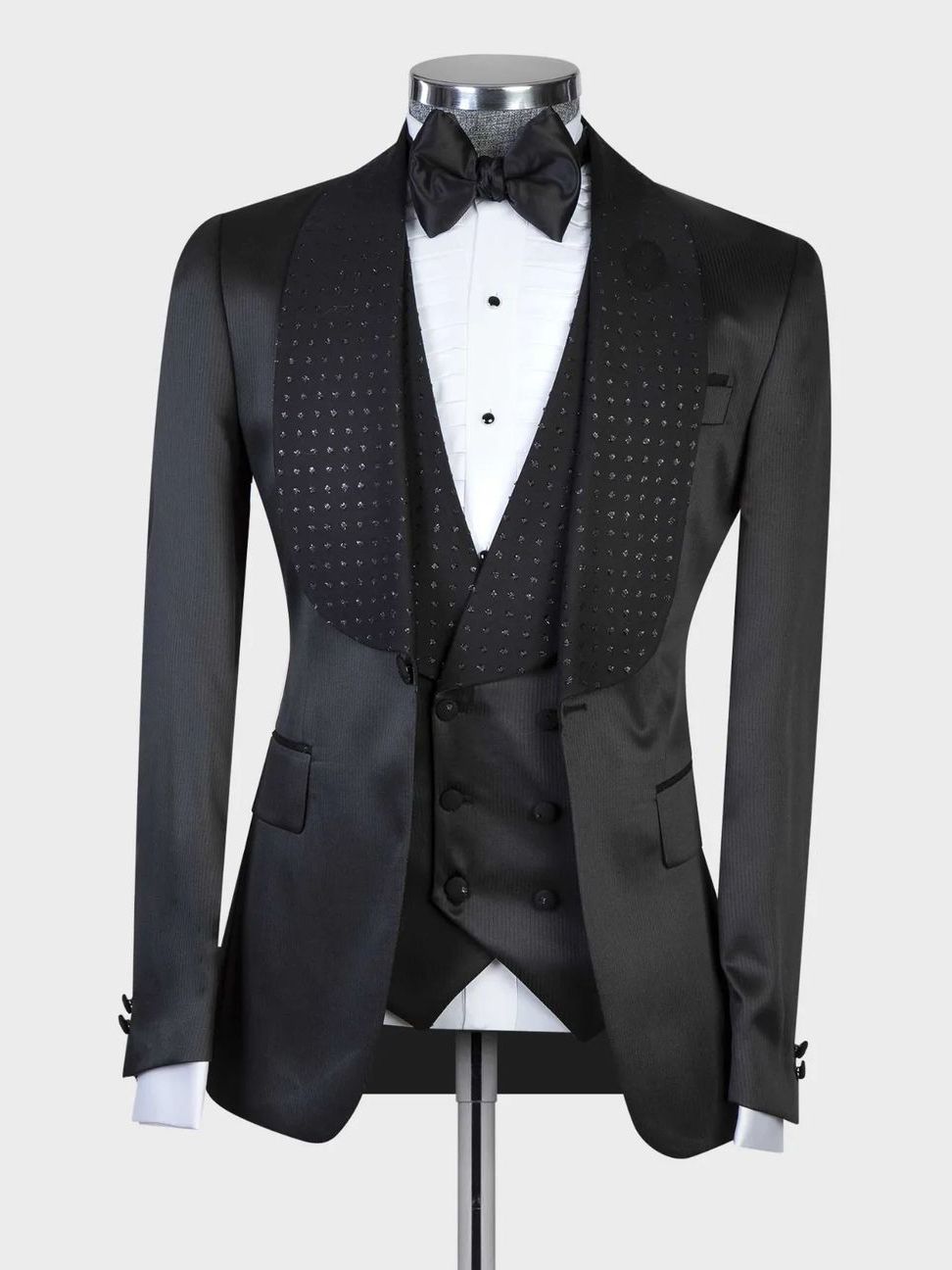 Black Men Suits With One Button 3 Pieces Jacket Vest Custom Made Bridegroom Wedding Formal Occasiom