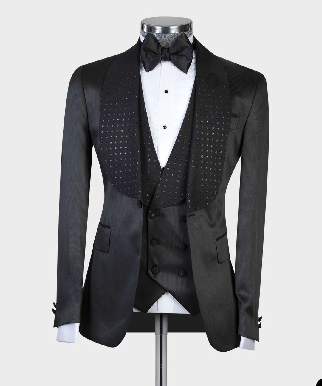 Black Men Suits With One Button 3 Pieces Jacket Vest Custom Made Bridegroom Wedding Formal Occasiom