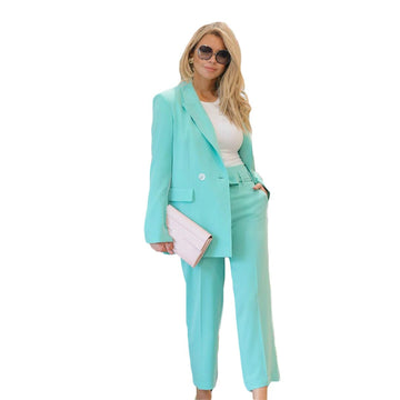 Green Women Suits Leisure Slim Fit Evening Party Prom Blazer Outfit Tuxedos (Jacket+Pants)