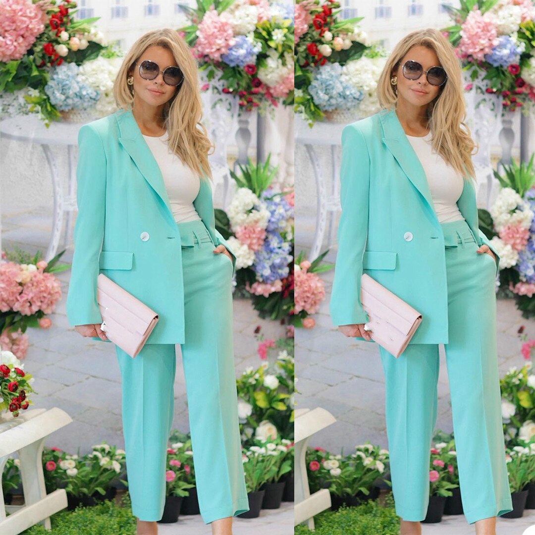 Trajes verdes para mujer, para ocio, corte entallado, para fiesta de noche, graduación, blazer, esmoquin (chaqueta + pantalón) 