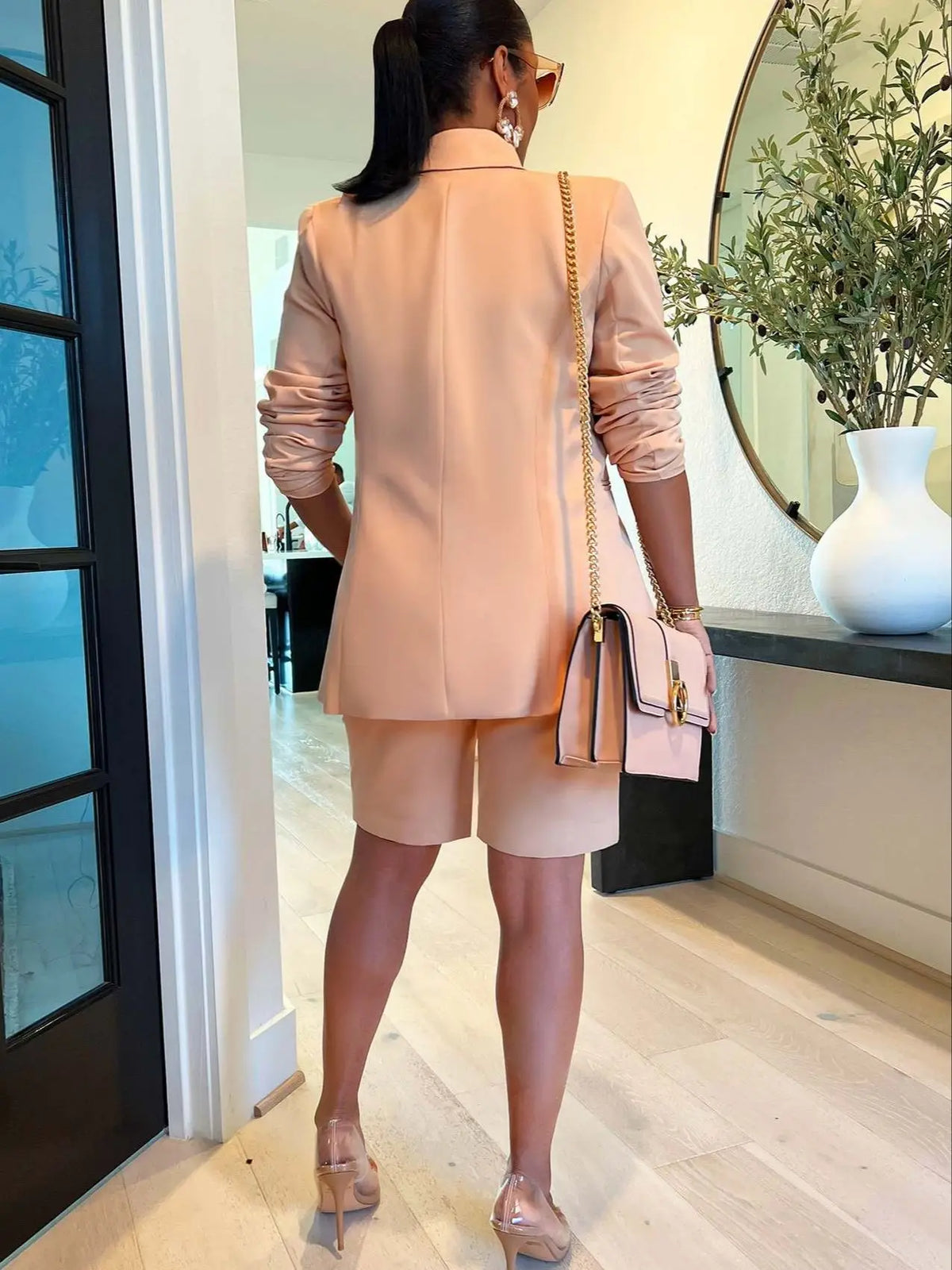 Elegant INS Women's Knee Length Pants Suit and Blazers Matching Two 2 Piece Set Outfits Sweatsuit Tracksuits