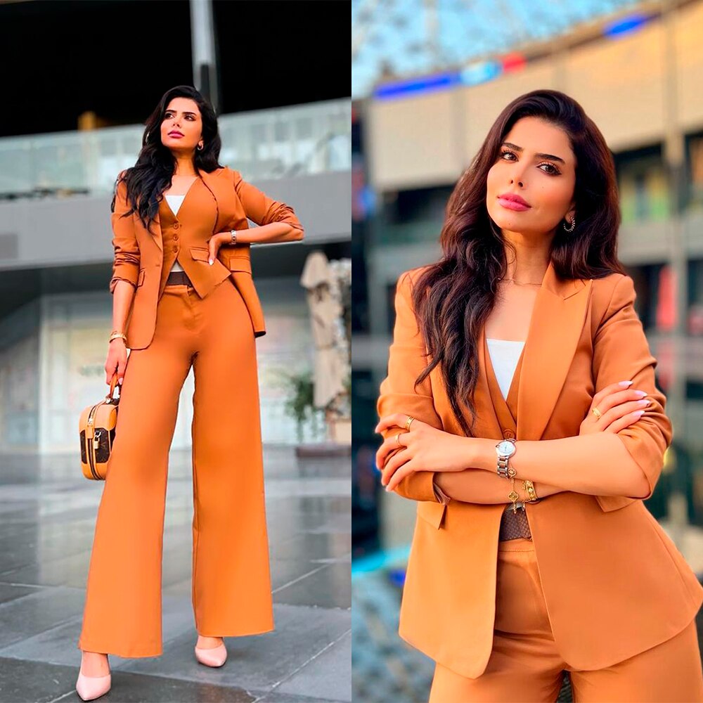 Elegantes trajes de oficina para mujer, hechos a medida, informales, con solapa de pico, blazer, pantalón y chaleco, conjunto de 3 piezas, vestido formal para fiesta y graduación, hecho a medida. 