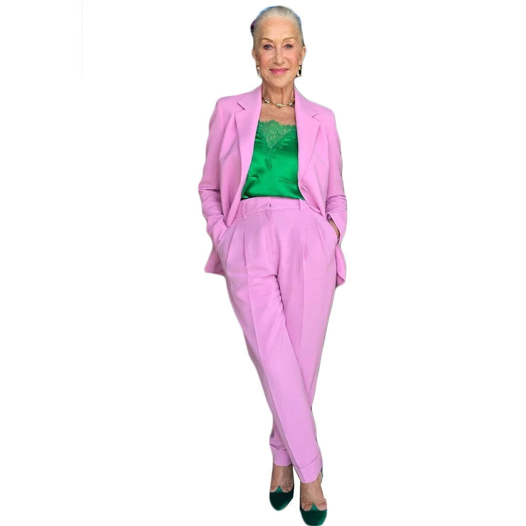 Elegant Pink Dresses Notch Lapel Custom Made Jacket Plus Size Daily Casual Wedding Women Blazer 2 Pieces Set