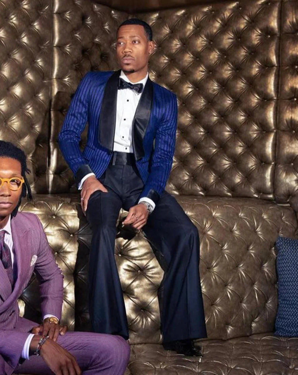 Elegante traje de boda azul real para hombre, cuello chal, dos piezas, pantalones acampanados, esmoquin para hombre, traje de ocasión de alta calidad hecho a medida.