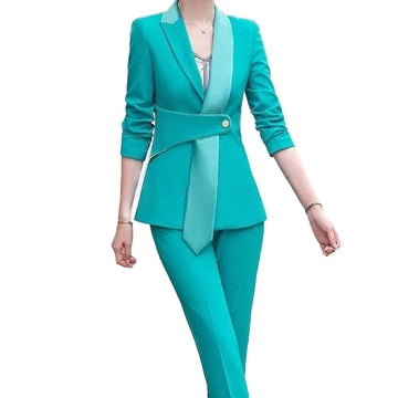 Women Blazer Sets Tailored Lady Candy Color Slim Pants Suits Prom Formal Guest Wear For Wedding 2 Pieces