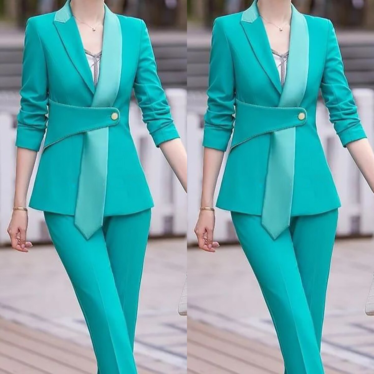 Women Blazer Sets Tailored Lady Candy Color Slim Pants Suits Prom Formal Guest Wear For Wedding 2 Pieces