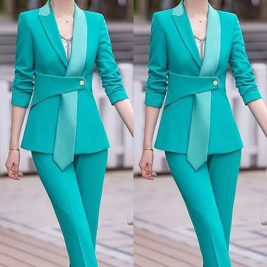 Women Blazer Sets Tailored Lady Candy Color Slim Pants Suits Prom Formal Guest Wear For Wedding 2 Pieces