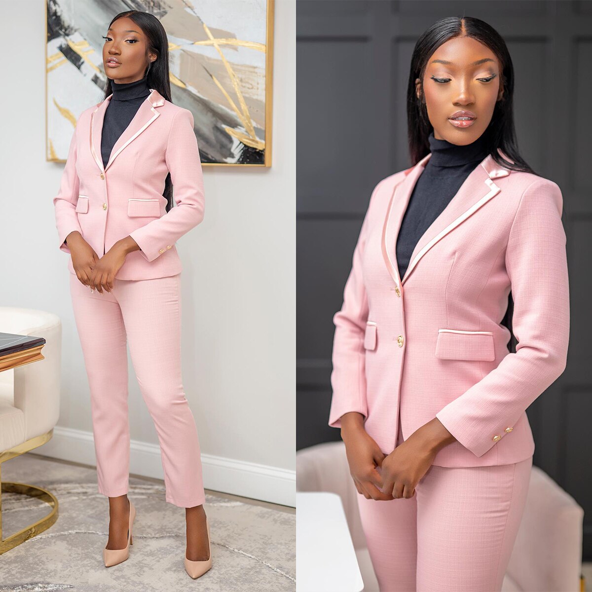 Conjuntos de blazer para mujer, trajes de pantalón rosa intenso a medida para graduación, ropa formal para invitadas de boda, 2 piezas 